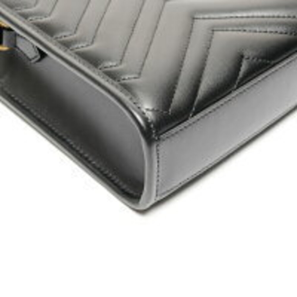 Gucci GG Marmont Tote Chain Leather Shoulder Bag Black - Picture 5 of 13